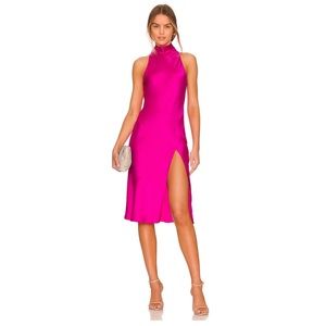Amanda Uprichard Stanford Midi Dress in Dark Hot Pink